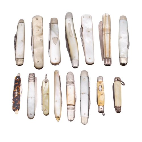 107 - A collection of 19th and 20th century penknives, pocketknives and a folding fruit knife, Rodgers, We... 