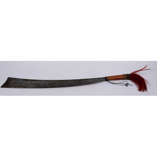 133 - A Naga head hunters dao sword from upper Burma or Assam (sacrificial temple sword) slightly curved s... 