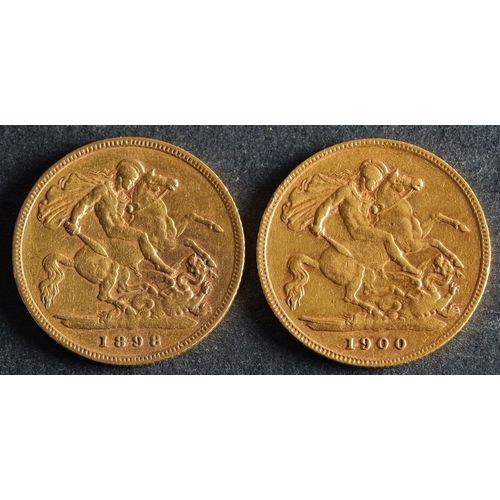 501 - Two Victorian half sovereigns dated 1898 and 1900.