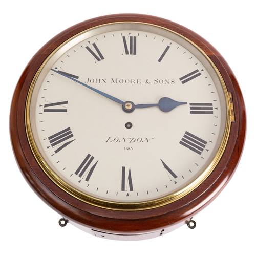 John Moore & Sons, London a mahogany wall clock having an eight