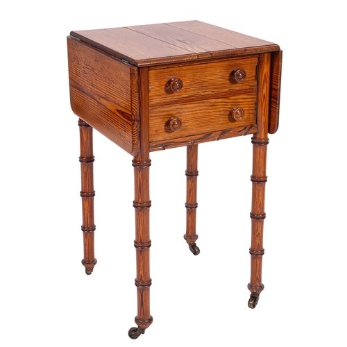 916 - A Victorian Oregon pine dropleaf nightstand, by Howard & Sons, late 19th century; the top with mould... 