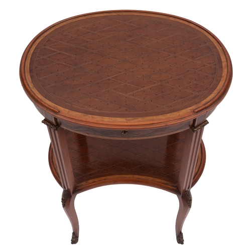 925 - A mahogany, parquetry and gilt metal mounted occasional stand in Louis XVI style. early 20th century... 