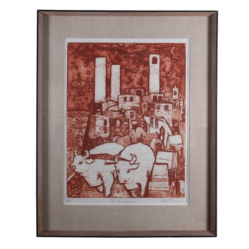 189 - *Julian Otto Trevelyan (British,1910-1988) San Gimignano Etching with aquatint 52 x 39.5cm Signed lo... 