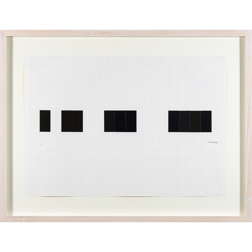 200 - *Justin Knowles (British, 1935-2004) Black and Black and yellow Two papier collé on graph paper Each... 