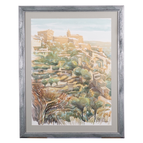 225 - *Alan Cotton (British b. 1936)  Provence - Terraces at Gordes Watercolour 61 x 47cm Signed lower rig... 