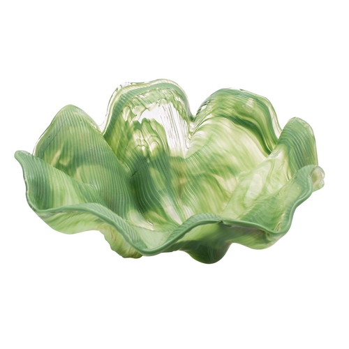 31 - Toni Zuccheri for Venini 'Ninfee', a large mould blown bowl,  the clear and green striated body in t... 