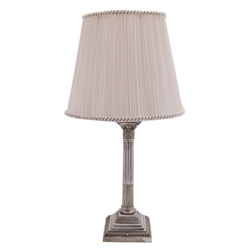 1 - An electroplated Corinthian column table lamp, unmarked, 20th century, 38cm (15in) to top of fitting... 