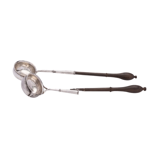 129 - A George III silver punch ladle, marks worn, London 1776; and another, marks rubbed, 110g (3.5oz) gr... 