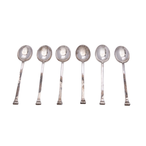 131 - A cased set of six hallmarked silver coffee spoons.