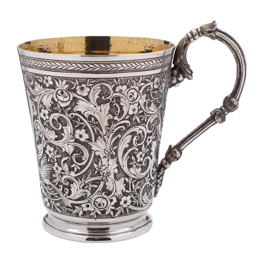 154 - A Victorian silver mug, maker's mark obscured, Sheffield 1873, retailed by Elkington & Co., Liverpoo... 