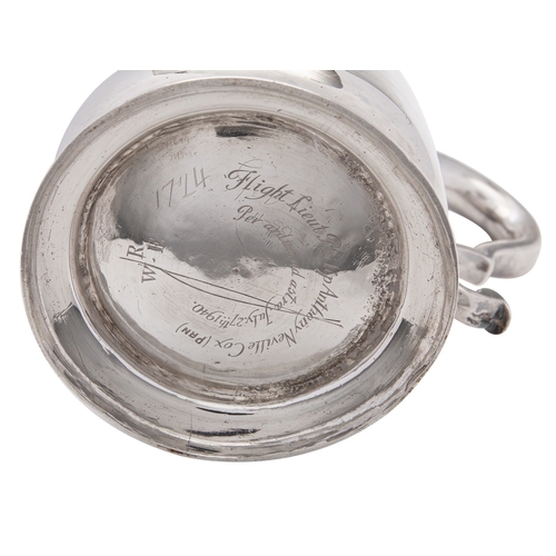 164A - [Battle of Britain interest] A George II silver mug by John Edwards II, London 1724? (marks worn), w... 