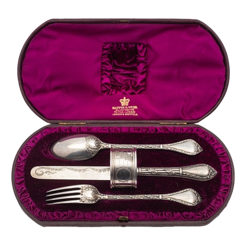 262 - A Victorian silver four-piece christening set by Holland, Son & Slater, London 1883, the knife with ... 