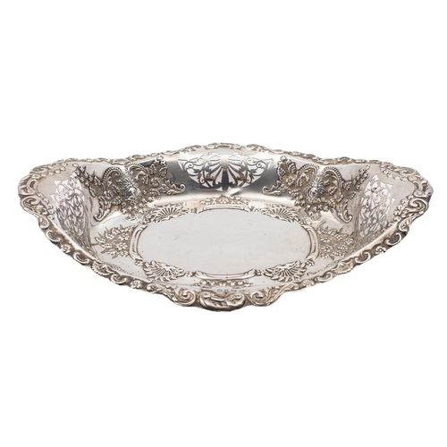 296 - A late Victorian silver basket probably by Charles Horner, Birmingham 1899, shaped oval and acanthus... 