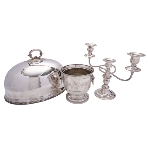 3 - An electroplated meat dome by The Goldsmiths & Silversmiths Co. Ltd, 36cm (14in) long; a wine cooler... 