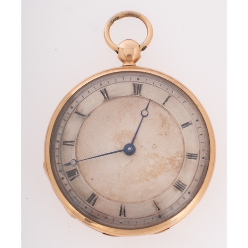 390 - Jn. Ls Debrit a Geneve, a gold pocket watch the engine-turned silvered dial with black Roman numeral... 