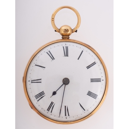 401 - Melville & Stoddart, London an 18ct gold pocket watch, the white enamel dial with black Roman numera... 