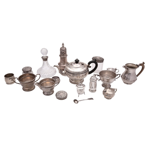 41 - A collection of silver and silver mounted items, various 20th century dates, including: a vase shape... 
