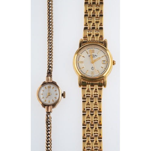 411 - Rotary a 9ct gold lady's cocktail watch with integral 9ct gold bracelet, the case stamped B&S for B.... 