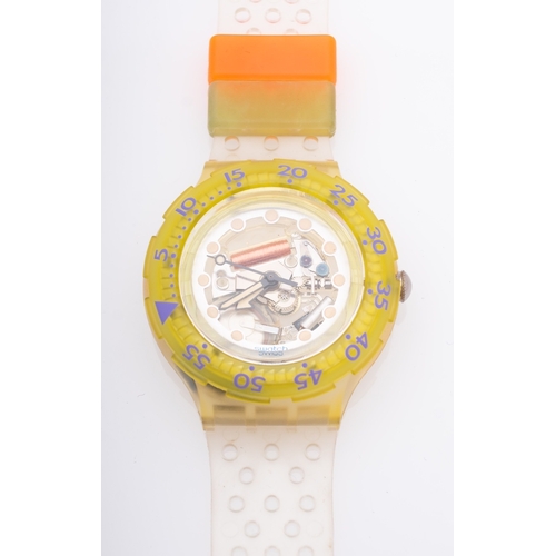 420 - A Swatch Collectors of Swatch 10th Anniversary Pacific Beach watch SDN330 Scuba 200 in a sealed bott... 