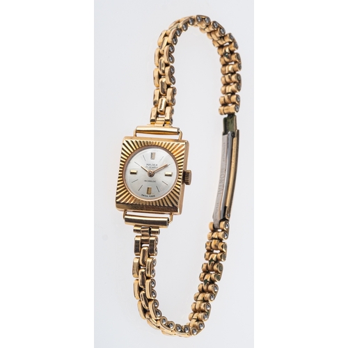 424A - Majex Incabloc a lady's gold wristwatch with the movement stamped Swiss Made, the case hallmarked fo... 