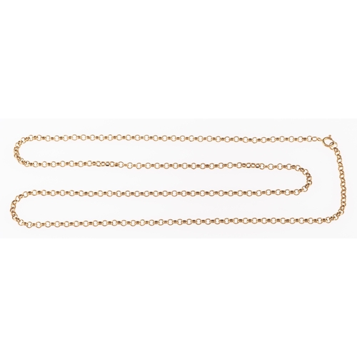 706 - A 9ct gold chain, composed of belcher links, 63cm long, stamped 375, 10.8g