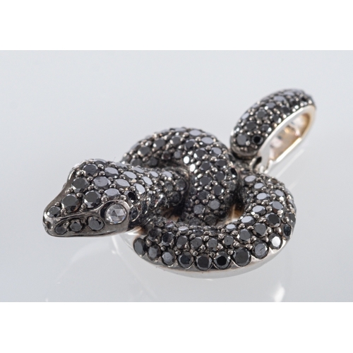 726 - A serpent pendant, set with black diamonds, from the 'Protector collection' designed by Angelina Jol... 