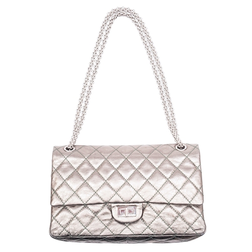 843 - Chanel. A Reissue classic 2.55 handbag, double flap quilted lambskin with silver tone hardware, 2008... 