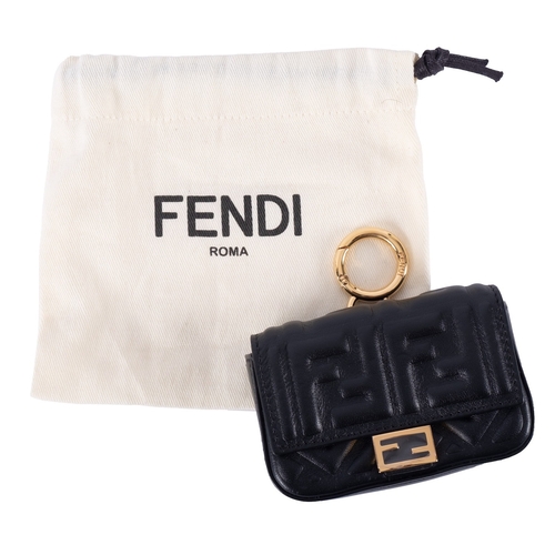 844 - Fendi Roma,  a black leather evening bag/purse, with gold hardware and chain, stamped to interior 'M... 