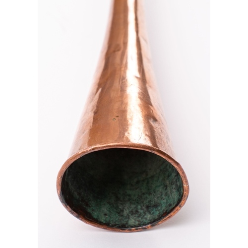 121 - An early 20th Century Irish Copper and Brass coaching horn, marked Dublin - Cork,  78cm (30 3/4in) l... 