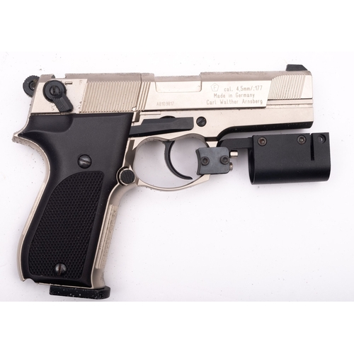 160 - A Walther CP88 .177 calibre CO2 air pistol serial number A8109817, nickel plated finish with black p... 