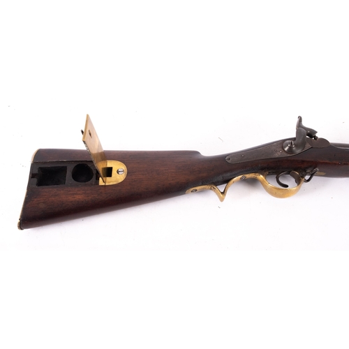 169 - An Imperial Russian Brunswick percussion cap rifle, the plain 30 1/4 inch barrel with fore and rear ... 