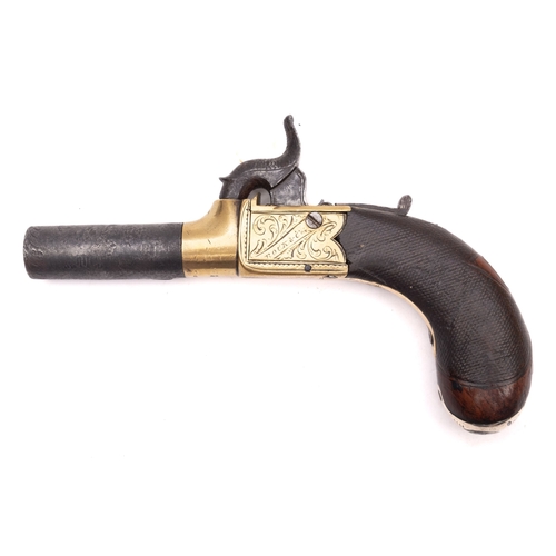 175 - A 19th century percussion cap boxlock pistol, maker Rock & Co., the 2 inch turn off barrel with proo... 