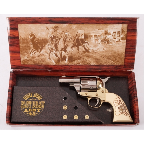 178 - Kolser (Spain). An inert replica 'Single Action Fast Draw Army 45' revolver, gold plated frame and s... 