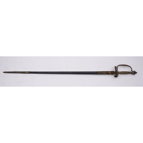 200 - A Victorian court sword, retailed by Hebbert & Co, London, the straight double edge blade with acid ... 