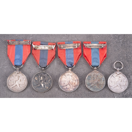 299 - A group of five Imperial Service Medals, GRV to ERII, three in cases of issue.