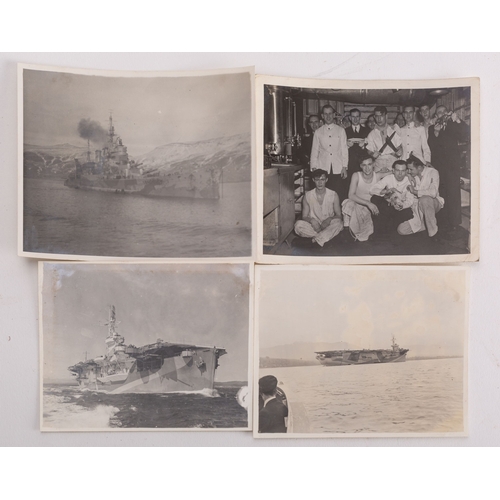 334 - Royal Naval WWII Interest: a collection of black and white photographs taken on or from HMS Rajah du... 