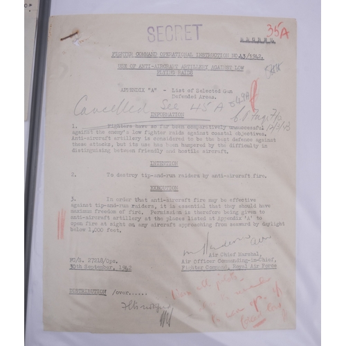 338 - A collection of WWI & WWII operational papers and orders, including  'Air Ministry Weekly Orders 24t... 