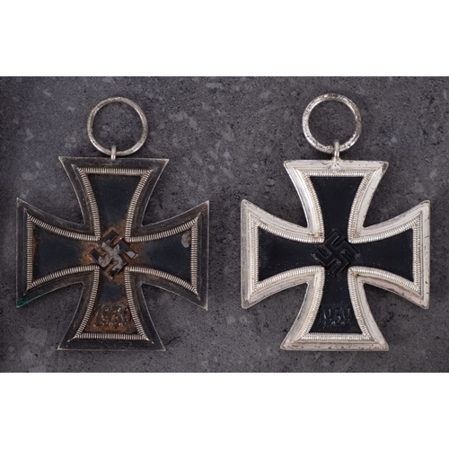 350 - Two WWII Iron Crosses , Second Class, both with related ephemera.