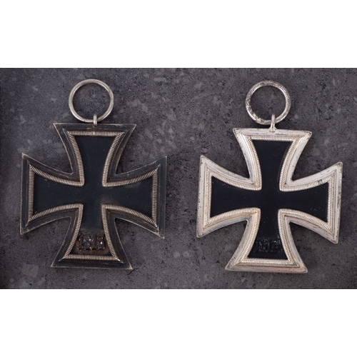 350 - Two WWII Iron Crosses , Second Class, both with related ephemera.