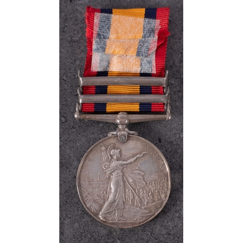 361 - A Queen's South Africa Medal with two clasps to ' 4014 Pte J McKay  1st RL Irish Regt'.