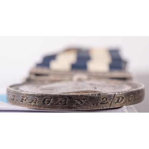 369 - A Victorian Egypt Medal (undated reverse)  with The Nile 1884-85 clasp to ' 1082 Pte J Fagan 2/D of ... 