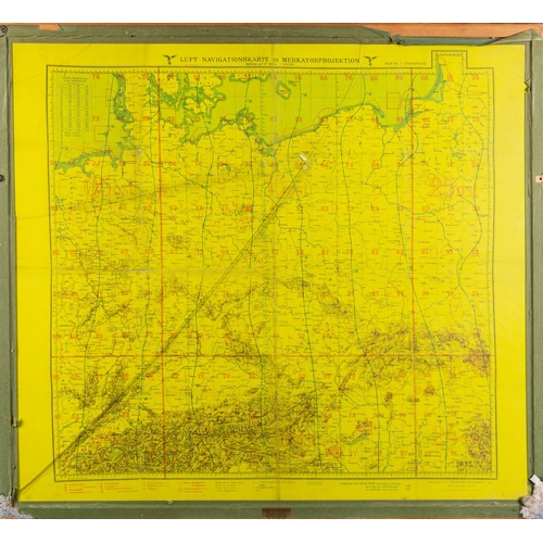 391 - A WWII German Luftwaffe 'Luft-Navigationskarte' double sided navigation map, one side titled 'Blatt ... 