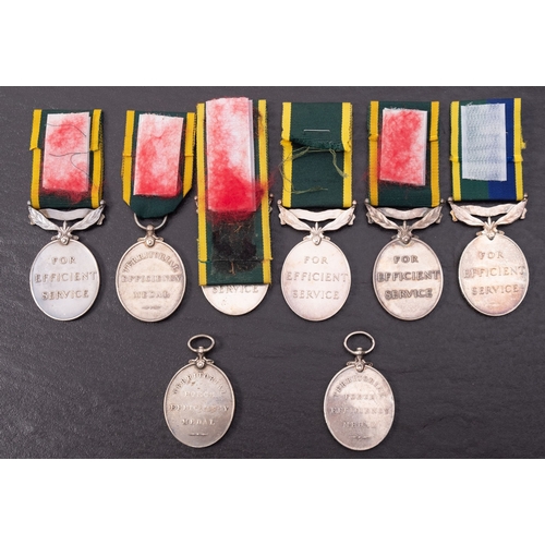 398 - A group three Territorial Force Efficacy Medals, together with five Efficacy Medals