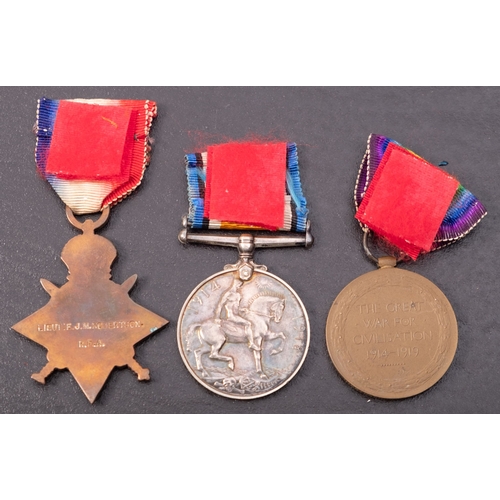 404 - A WWI trio consisting of 1914 Star, War Medal and Victory Medal, 'Lieut.e J.M.Robertson RFA'