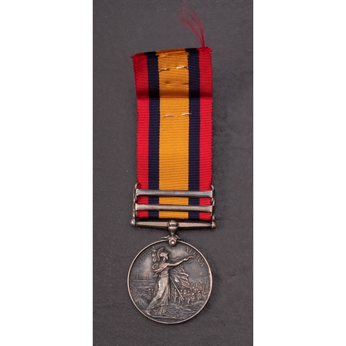 410 - A Queen's South Africa Medal with two clasps, '6797 Pte J.Williamson Scottish Riffle's'