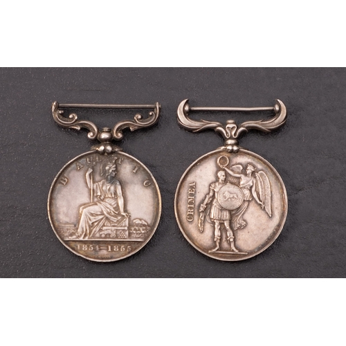 416 - A Victorian Crimea pair, consisting of Baltic Medal and Crimea Medal, 'J.H.Bidgood Cooper HMS Stromb... 