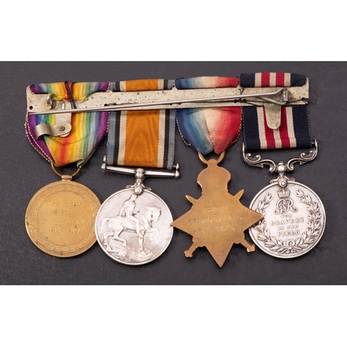 420 - A WWI military medal group of four, 'G-1865 Pte F.J.Ward 8/R Suss R', George V Military medal, 1914-... 