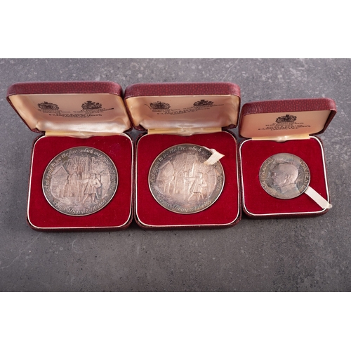 840 - Three cased Spink & Son medallions, comprising two silver '1966 Great Fire Of London' and one 'Gypsy... 