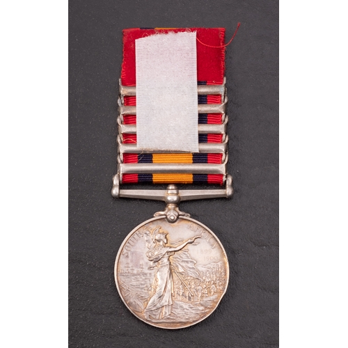 414 - A Queen's South Africa Medal (Ghost dates) with five clasps, '76296 Dvr A.Traynor RFA' (possibly ren... 