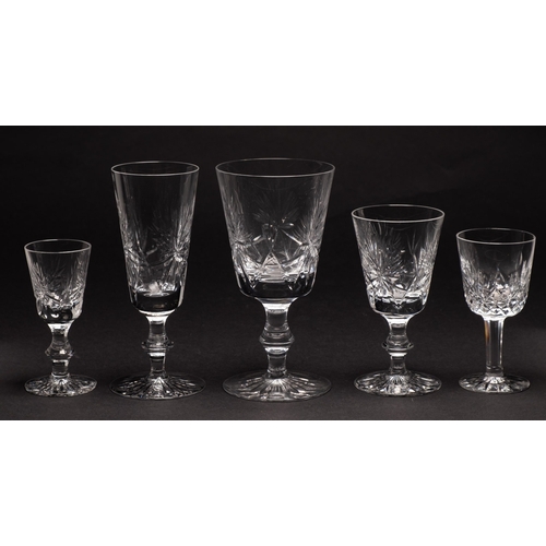 1 - A suite of Edinburgh Crystal glasses in the Star of Edinburgh pattern, comprising seventeen flutes, ... 